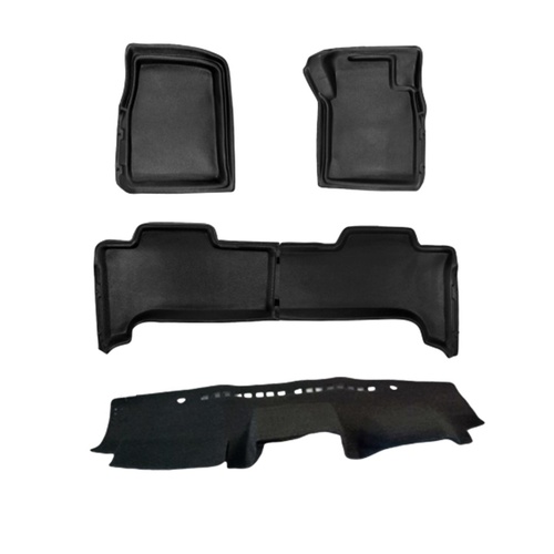 Combo Sandgrabba Mats Front and Rear Plus Dash Mat Landcruiser 70 78 79 Dual Cab 2012- 2023  Black